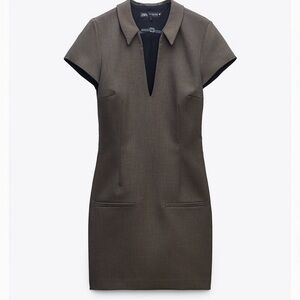 Zara Plaid Mini Dress Dark Brown XS